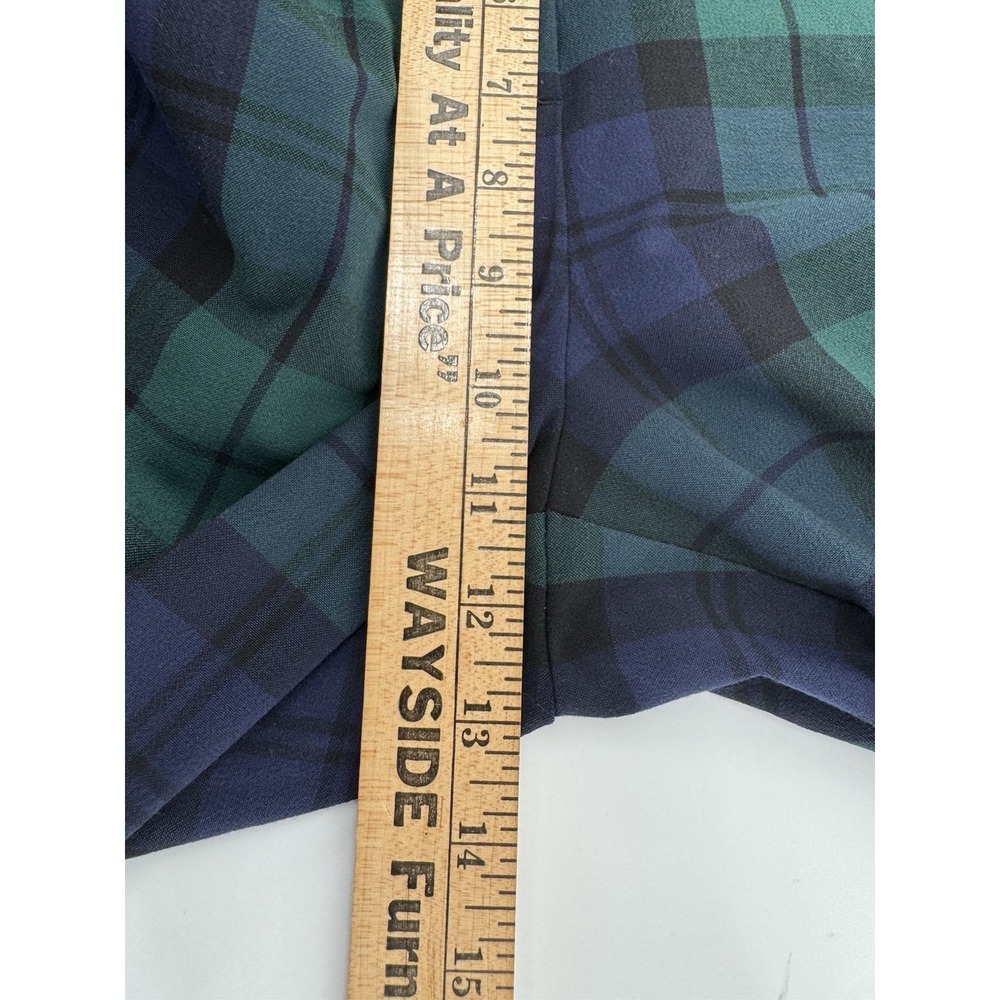 J Crew Ruby Full-Length Pants Womens 10 Green Navy Plaid Stretch Tartan Preppy - Picture 8 of 9